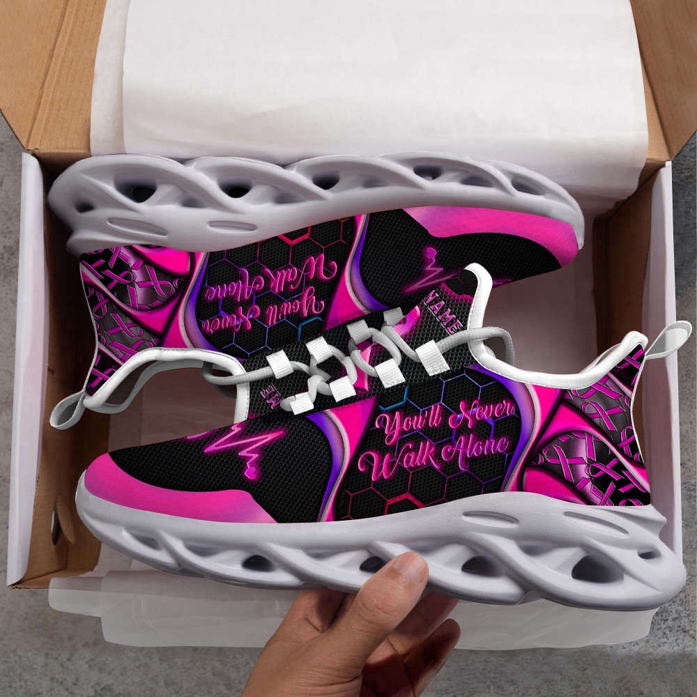 Personalized You’ll Never Walk Alone Breast Cancer Max Shoes, Max Soul Sneakers, Max Soul Shoes