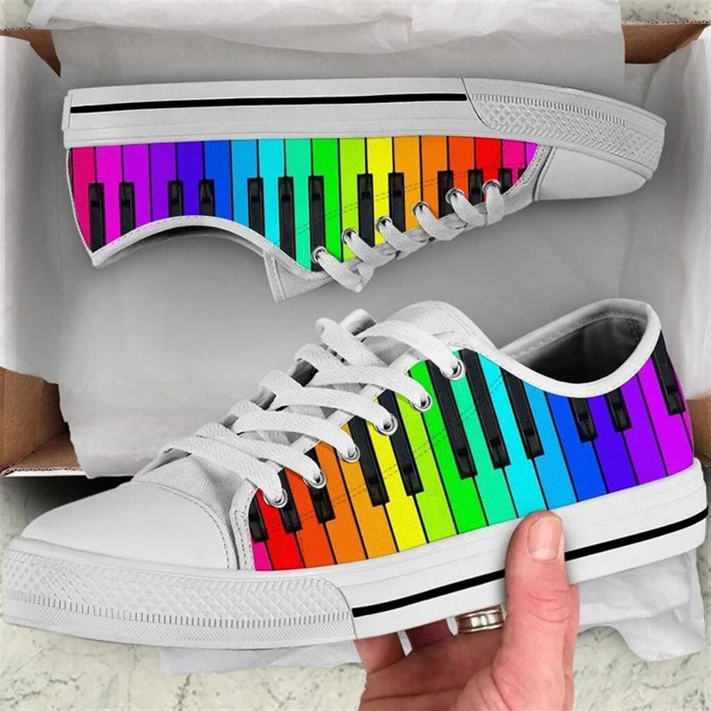 Piano Rainbow Color Canvas Low Top Shoes, Low Top Designer Shoes, Low Top Sneakers