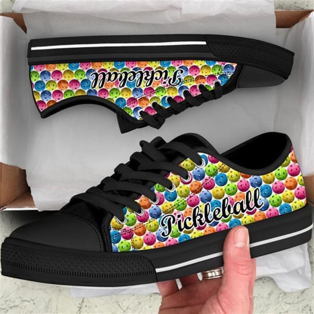 Pickleball Color Pattern Canvas Low Top Shoes, Low Top Sneakers, Sneakers Low Top