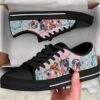 Pitbull Dog Watercolor Flower Low Top Shoes Canvas Sneakers, Designer Low Top Shoes, Low Top Sneakers