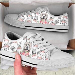 Pitbull Dog Watercolor Flower Low Top Shoes&hellip;
