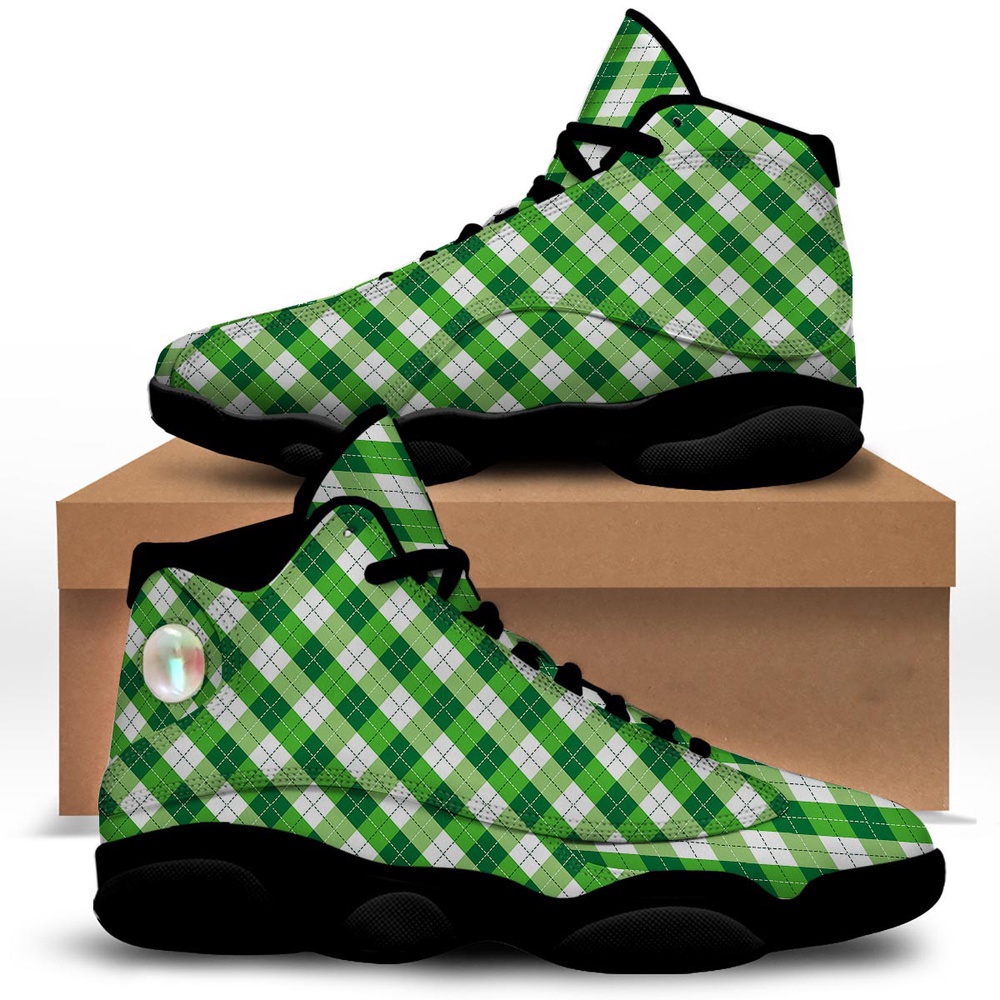 Plaid Saint Patrick’s Day Print Pattern Black Basketball Shoes, Basketball Shoes, Best Basketball Shoes 2024