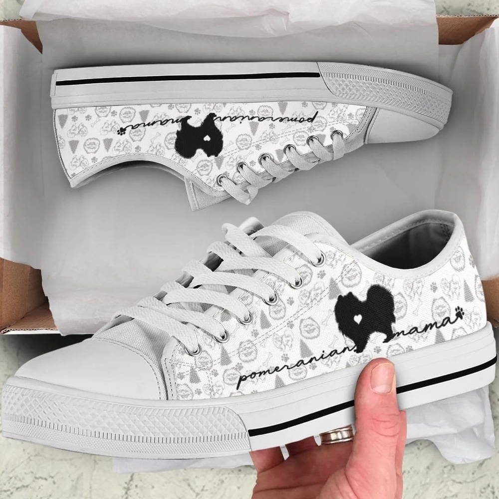 Pomeranian Low Top Shoes, Dog Memorial Gift, Designer Low Top Shoes, Low Top Sneakers