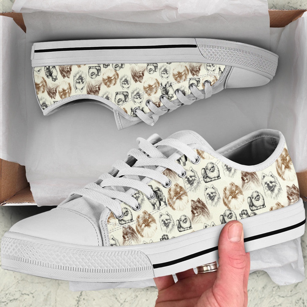 Pomeranian Low Top Shoes, Sneaker For Dog Walking, Designer Low Top Shoes, Low Top Sneakers