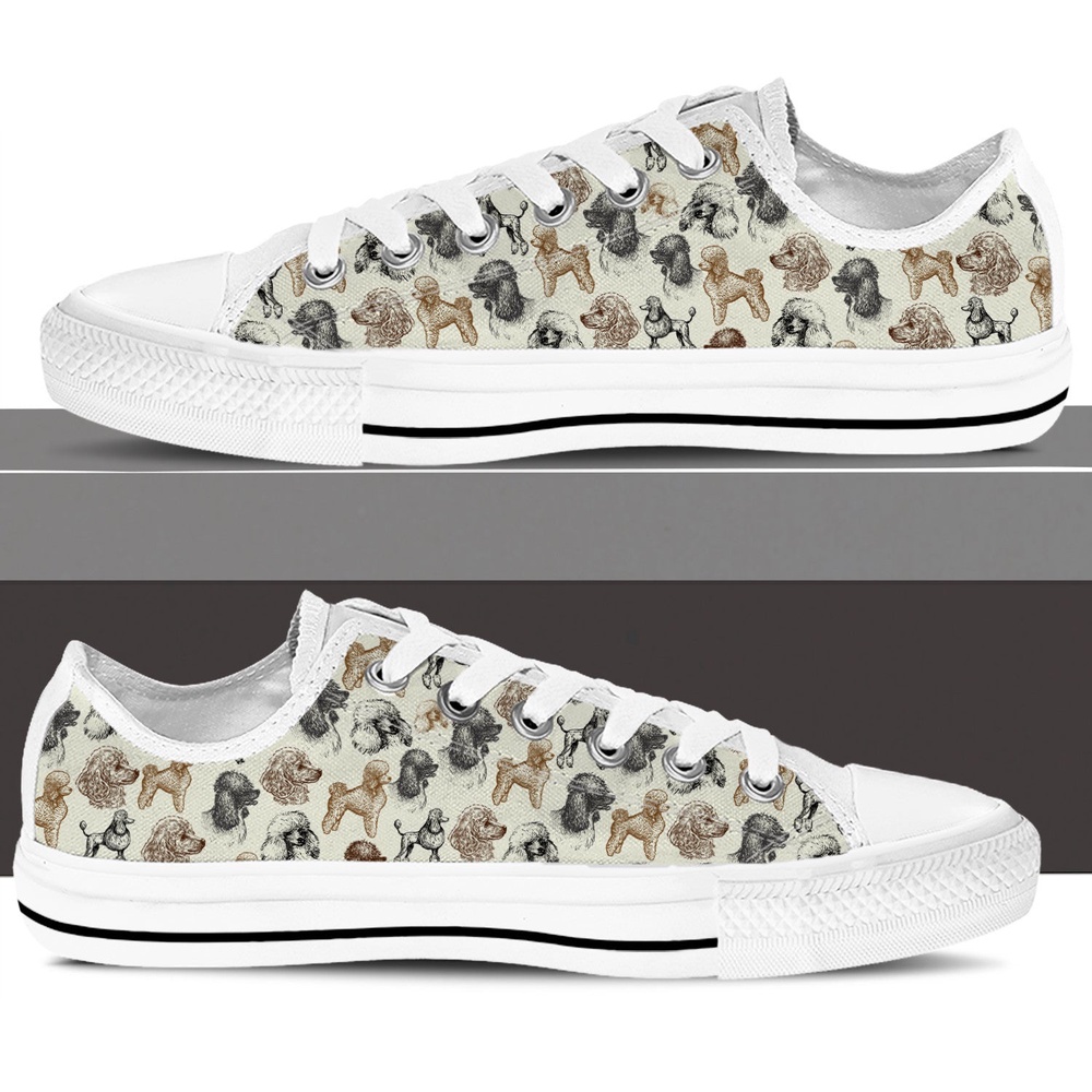 Poodle Low Top Shoes, Lowtop Casual Shoes Gift For Adults, Designer Low Top Shoes, Low Top Sneakers
