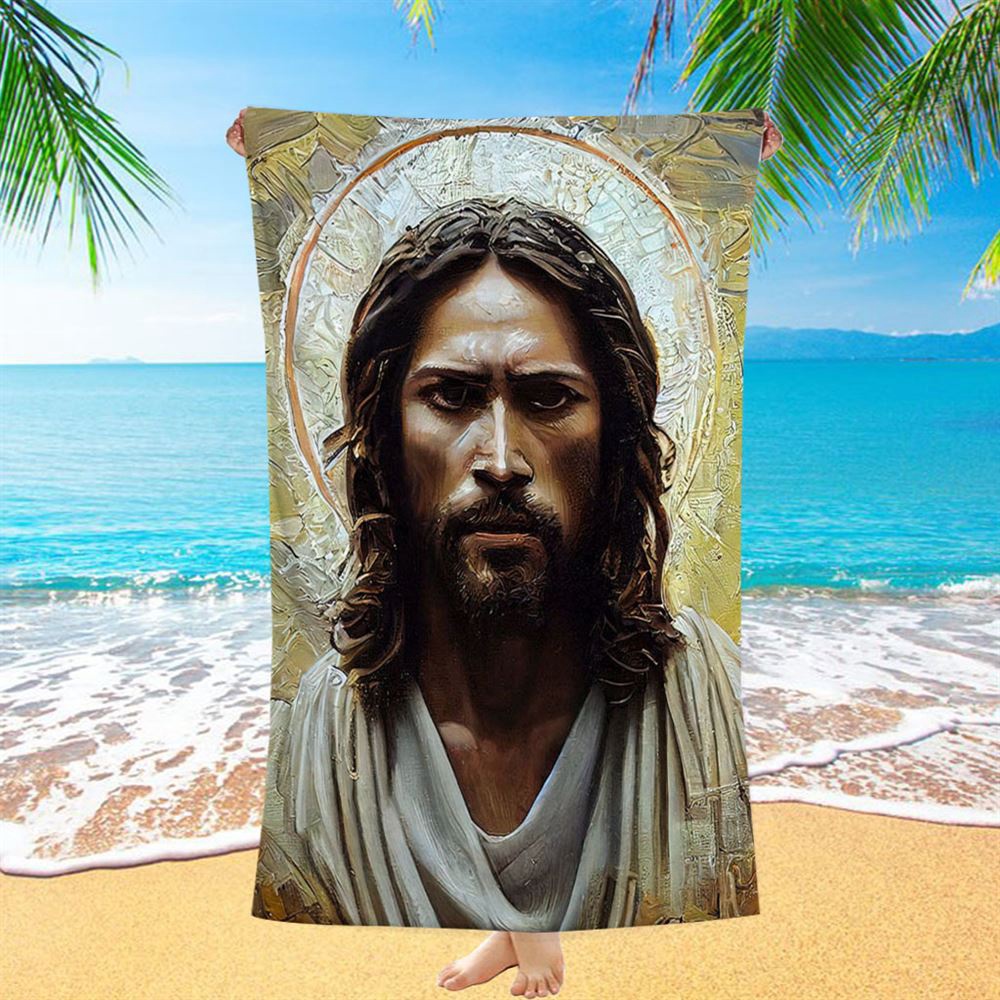 Portrait Of Jesus Christ Beach Towel Pictures Prints, Christian Beach Towel, Beach Towel