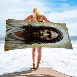 Portrait Of Jesus Christ Beach Towel Pictures&hellip;