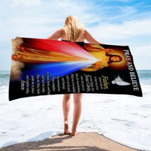 Pray And Believe Jesus Christ Beach Towel&hellip;