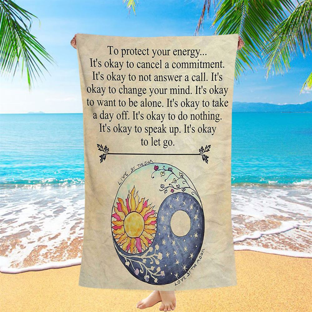 Protect Yourself- Live & Love Beach Towel, Live By The Sun Love By The Moon, Christian Beach Towel, Beach Towel