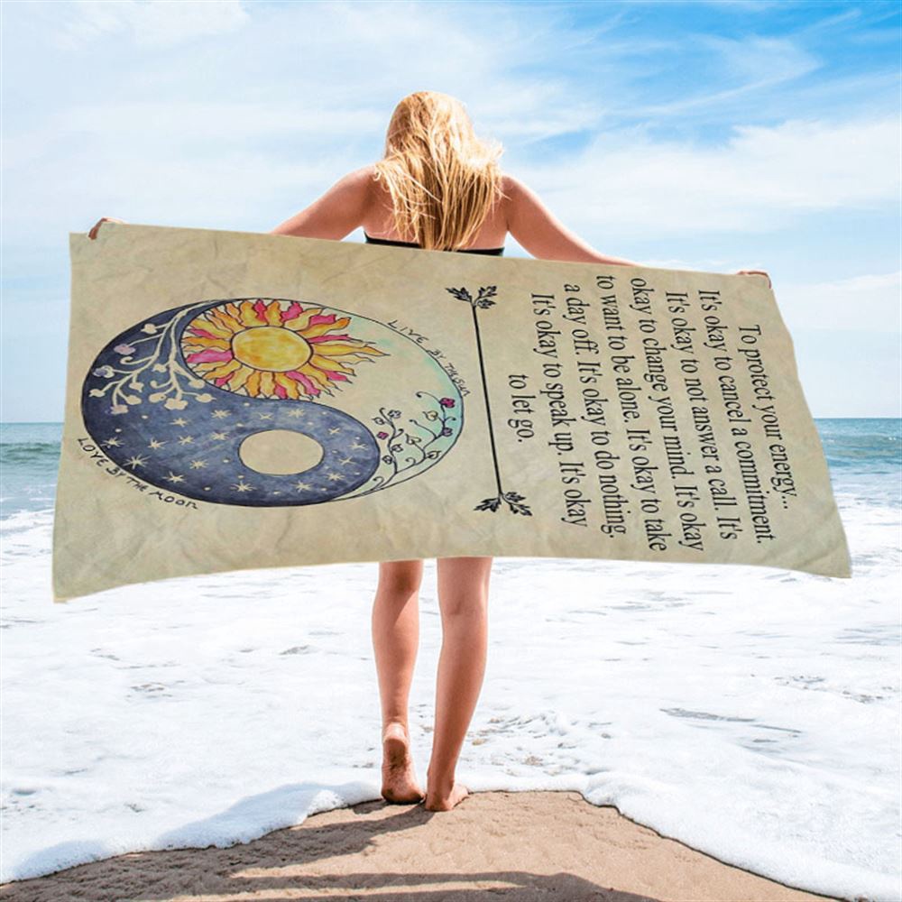 Protect Yourself- Live & Love Beach Towel, Live By The Sun Love By The Moon, Christian Beach Towel, Beach Towel