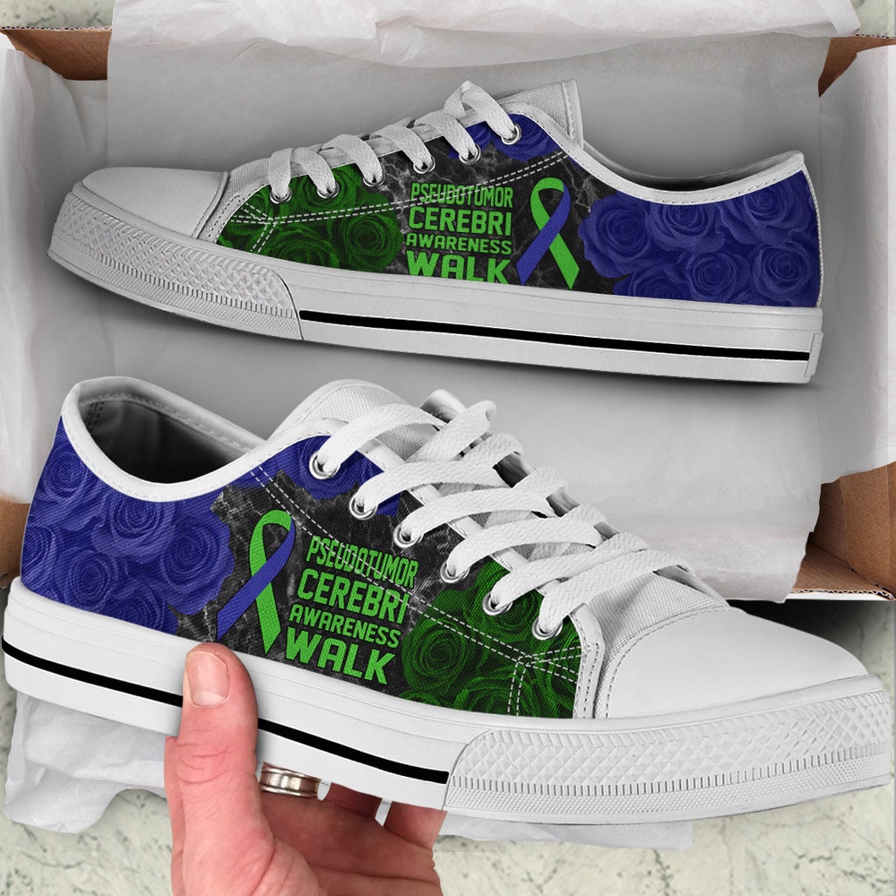 Pseudotumor Cerebri Shoes Awareness Walk Low Top Shoes, Low Top Designer Shoes, Low Top Sneakers