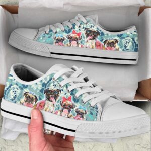 Pug Dog Flowers Low Top Shoes Canvas&hellip;