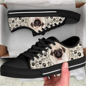 Pug Dog Pattern Brown Canvas Low Top&hellip;