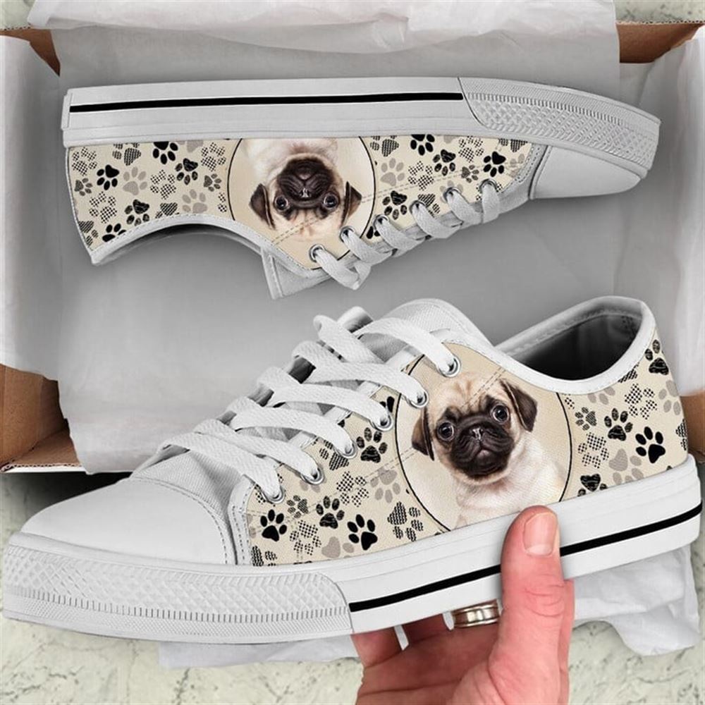 Pug Dog Pattern Brown Canvas Low Top Shoes, Low Top Shoes Mens, Women, Designer Low Top Shoes, Low Top Sneakers Pug Dog Pattern Brown Canvas Low Top Shoes, Low Top Shoes Mens, Women, Designer Low Top Shoes, Low Top Sneakers