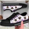 Pug Dog Purple Flower Low Top Shoes Canvas Sneakers Casual Shoes, Designer Low Top Shoes, Low Top Sneakers