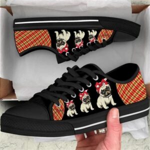 Pug Dog Red Black Tan Plaid Canvas&hellip;