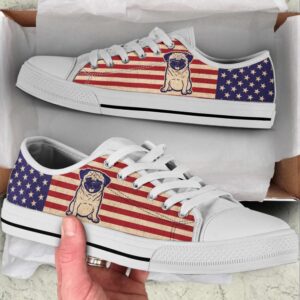Pug Dog USA Flag Low Top Shoes&hellip;