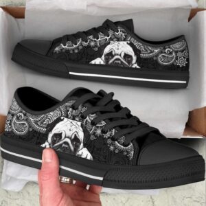 Pug Paisley Black White Low Top Shoes&hellip;