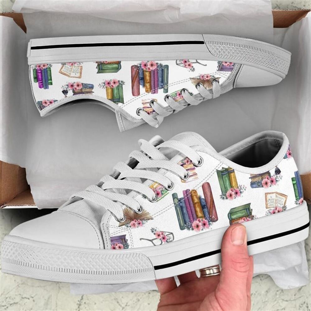Reading Flower Watercolor Low Top Shoes, Low Top Designer Shoes, Low Top Sneakers