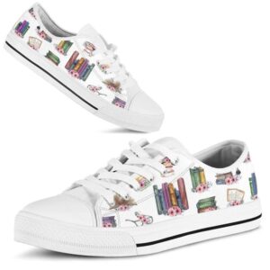 Reading Flower Watercolor Low Top Shoes, Low&hellip;