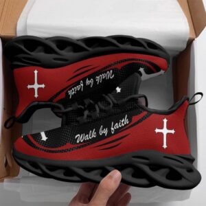 Red Jesus Walk By Faith Running Sneakers&hellip;