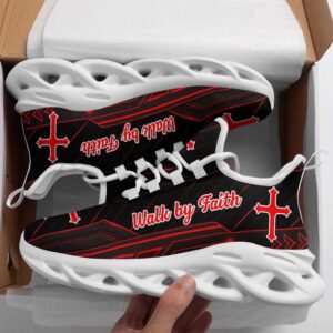 Red Jesus Walk By Faith Running Sneakers&hellip;