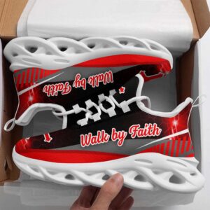 Red Jesus Walk By Faith Running Sneakers&hellip;