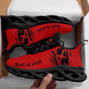 Red Jesus Walk By Faith Running Sneakers&hellip;
