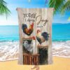 Rooster Sunflower Vase Black Background Today I Choose Joy Beach Towel, Christian Beach Towel, Beach Towel