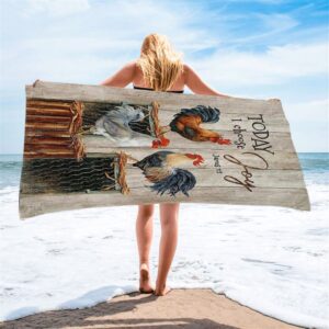 Rooster Today I Choose Joy Beach Towel,&hellip;