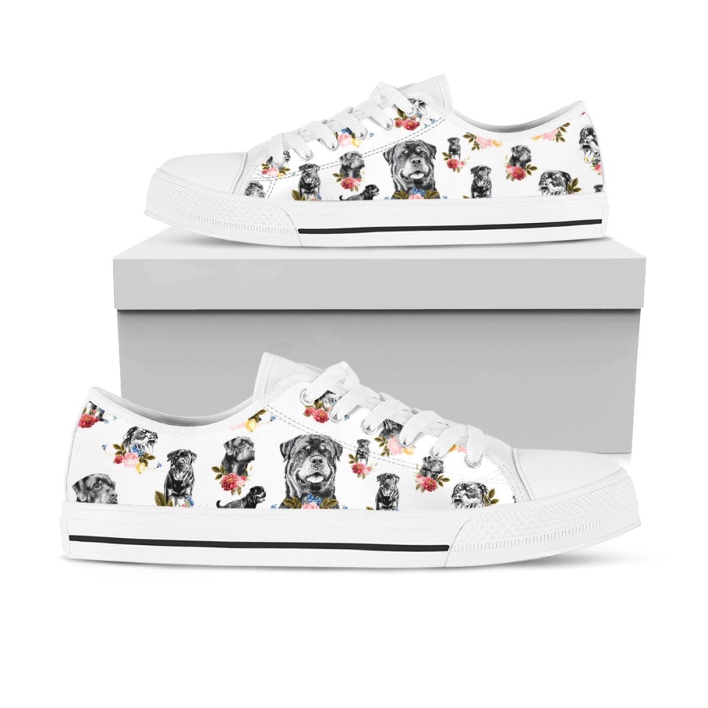 Rottweiler White Low Top Shoes, Designer Low Top Shoes, Low Top Sneakers