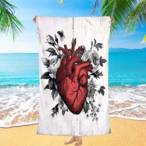 Rustic Floral Heart Beach Towel, Christian Beach&hellip;