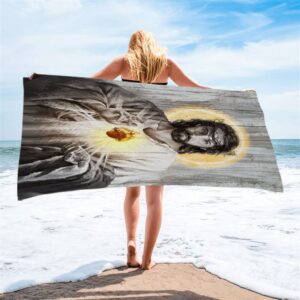 Sacred Heart Of Jesus Beach Towel, Christian&hellip;