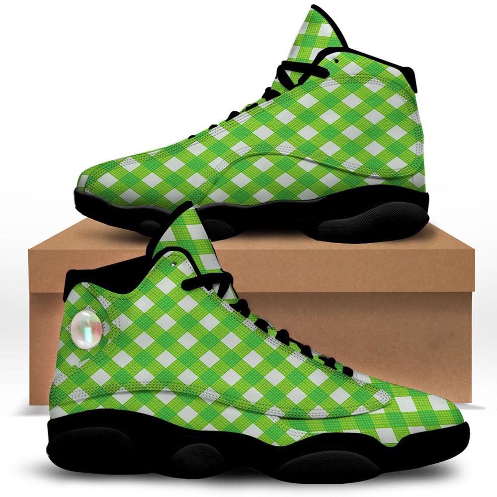 Saint Patrick’s Day Green Plaid Print Black Basketball Shoes, Basketball Shoes, Best Basketball Shoes 2024