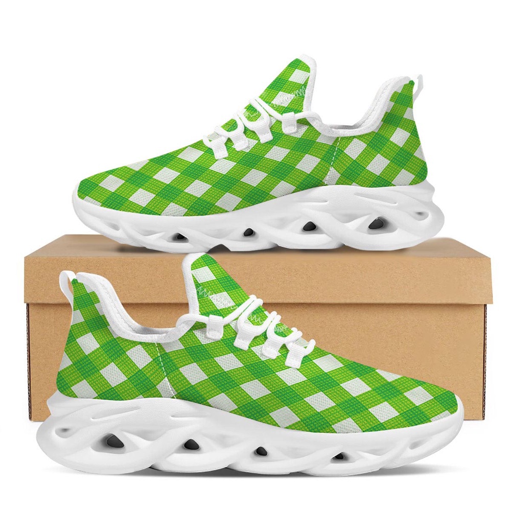 Saint Patrick’s Day Green Plaid Print White Running Shoes, Max Soul Sneakers, Max Soul Shoes Saint Patrick’s Day Green Plaid Print White Running Shoes, Max Soul Sneakers, Max Soul Shoes
