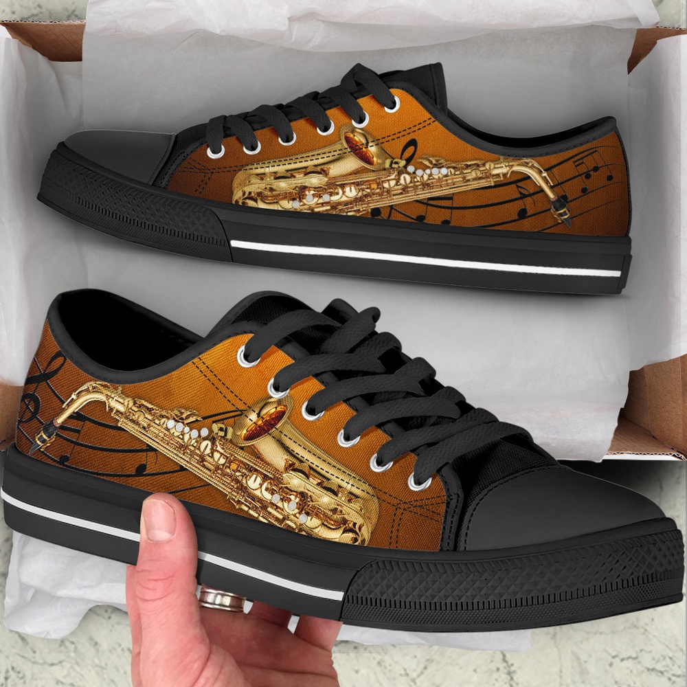 Saxophone Music Note Low Top Music Shoes, Low Top Designer Shoes, Low Top Sneakers