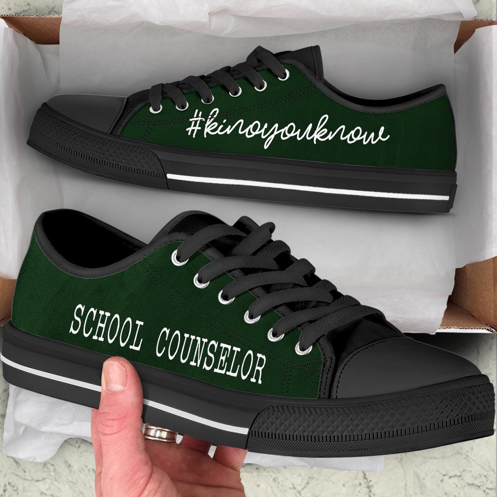 School Counselor Kinoyouknow All Dark Green Low Top Shoes, Low Top Designer Shoes, Low Top Sneakers