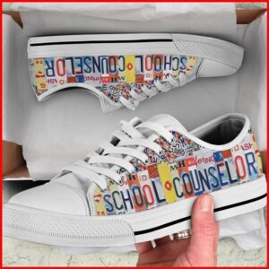 School Counselor License Plates Canvas Low Top Shoes Low Top Designer Shoes Low Top Sneakers 2 cqldr0.jpg