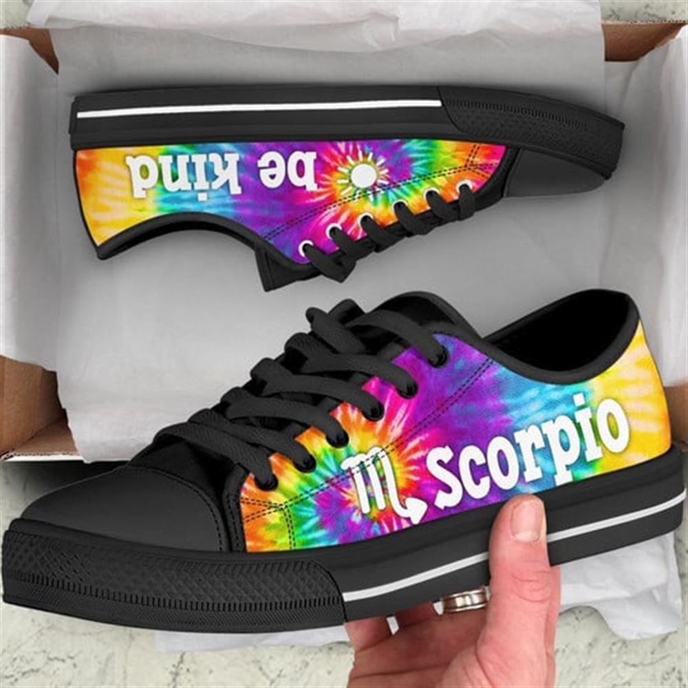 Scorpio Bekind Tie Dye Canvas Low Top Shoes, Low Top Designer Shoes, Low Top Sneakers