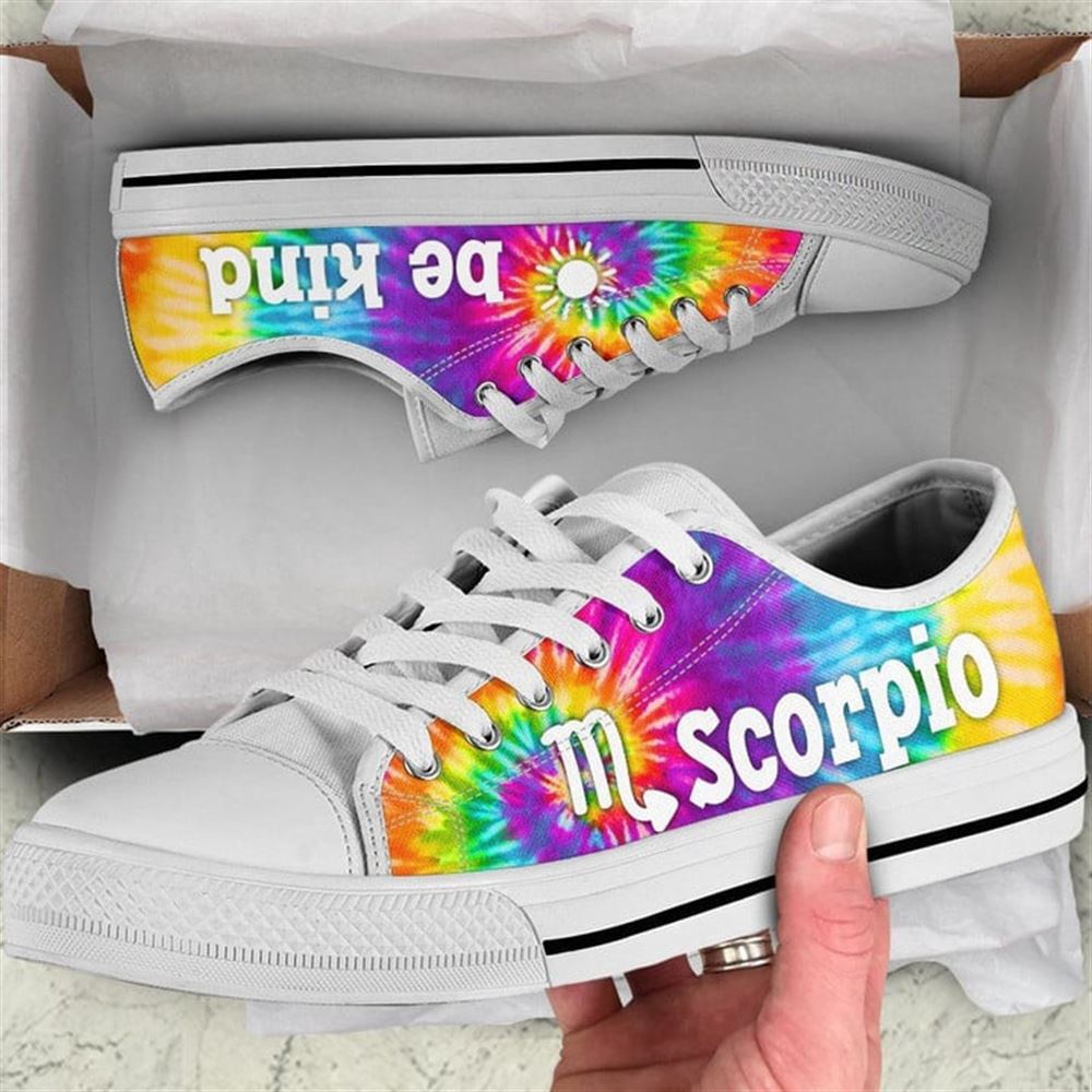 Scorpio Bekind Tie Dye Canvas Low Top Shoes, Low Top Designer Shoes, Low Top Sneakers