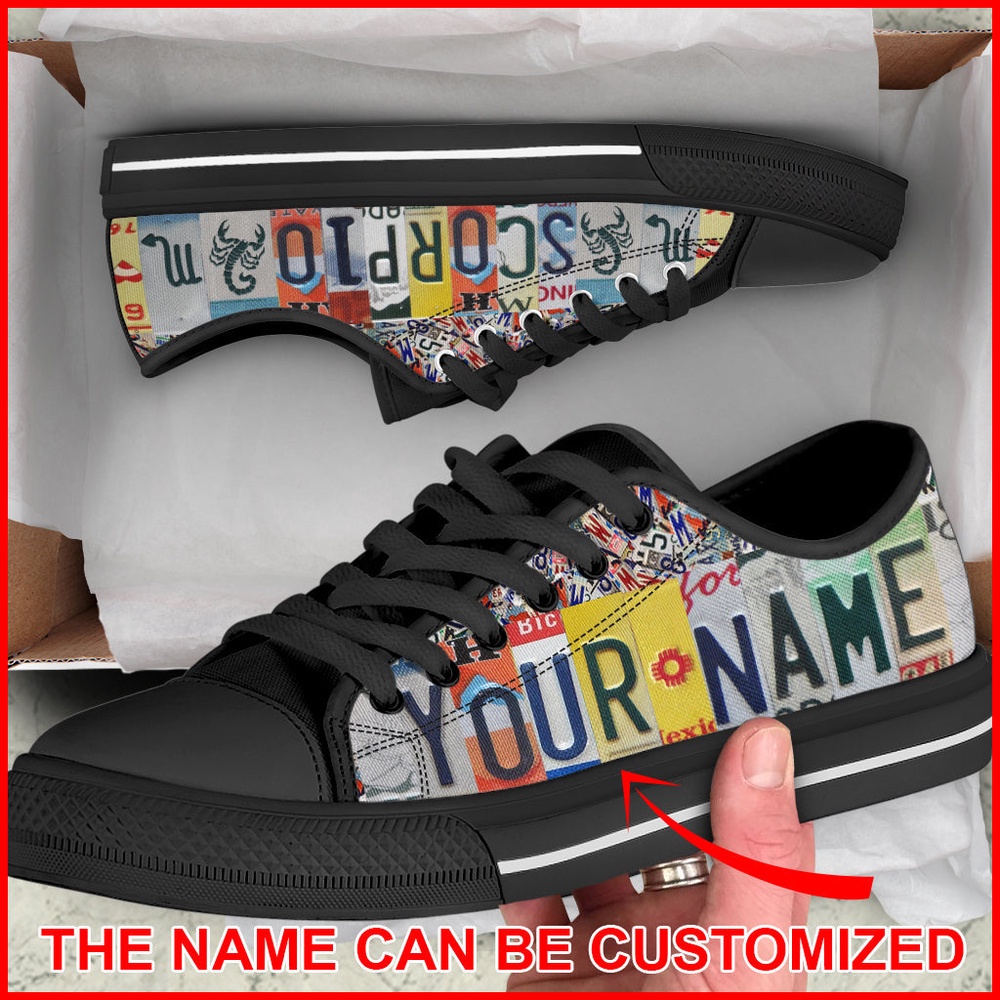Scorpio License Plates Personalized Custom Low Top, Low Top Designer Shoes, Low Top Sneakers Scorpio License Plates Personalized Custom Low Top, Low Top Designer Shoes, Low Top Sneakers