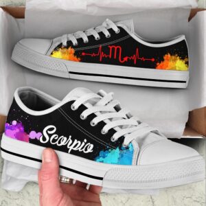 Scorpio Zodiac Art Heartbeat Watercolor Low Top&hellip;