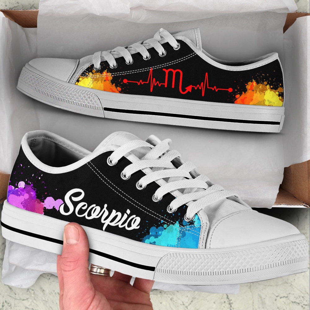 Scorpio Zodiac Art Heartbeat Watercolor Low Top Shoes, Low Top Designer Shoes, Low Top Sneakers