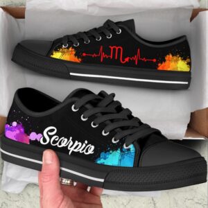 Scorpio Zodiac Art Heartbeat Watercolor Low Top&hellip;