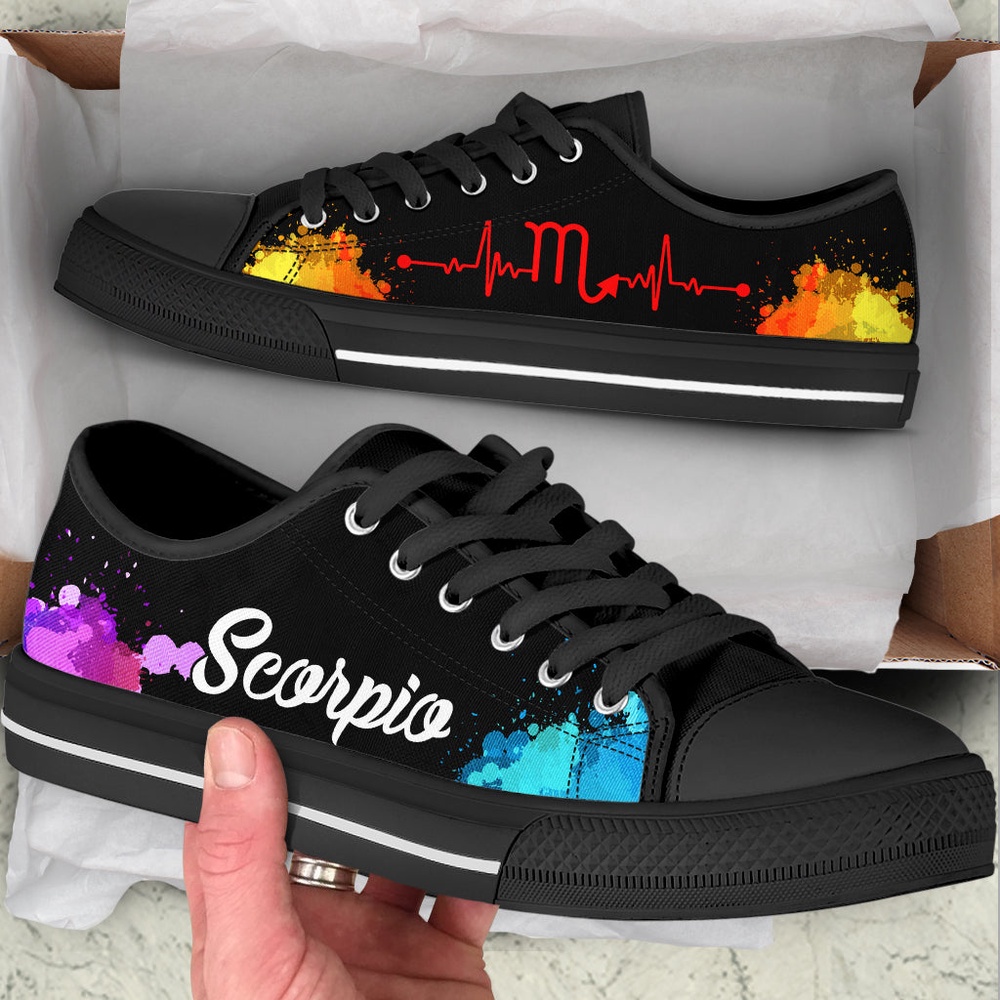 Scorpio Zodiac Art Heartbeat Watercolor Low Top Shoes, Low Top Designer Shoes, Low Top Sneakers