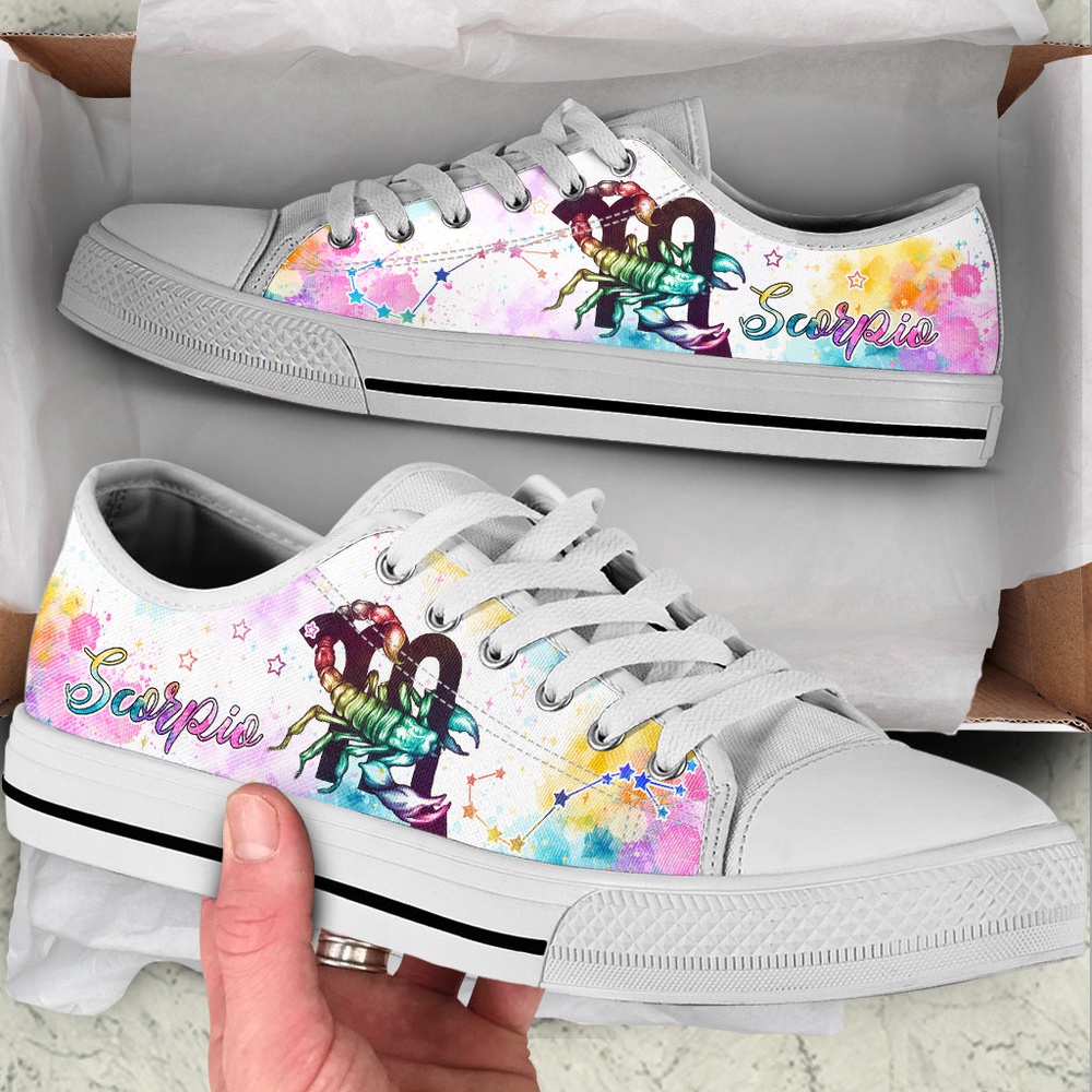 Scorpio Zodiac Watercolorful Low Top Shoes, Low Top Designer Shoes, Low Top Sneakers Scorpio Zodiac Watercolorful Low Top Shoes, Low Top Designer Shoes, Low Top Sneakers