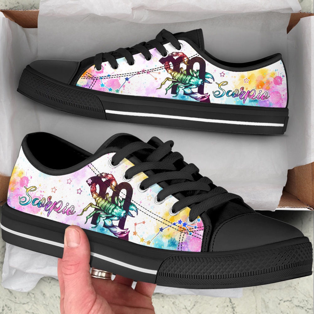 Scorpio Zodiac Watercolorful Low Top Shoes, Low Top Designer Shoes, Low Top Sneakers Scorpio Zodiac Watercolorful Low Top Shoes, Low Top Designer Shoes, Low Top Sneakers