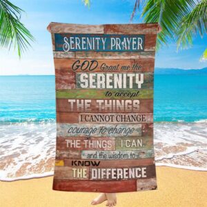 Serenity Prayer, Christian Decor Beach Towel, Christian&hellip;