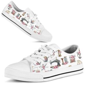 Sewing Flower Watercolor Low Top Shoes, Low&hellip;