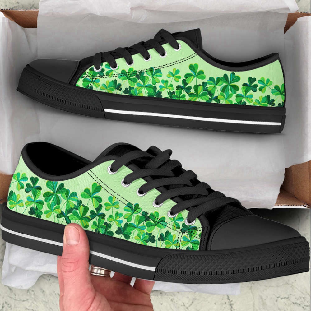 Shamrock Clover Low Top Shoes Fashionable Canvas Print Comfort, Low Top Designer Shoes, Low Top Sneakers